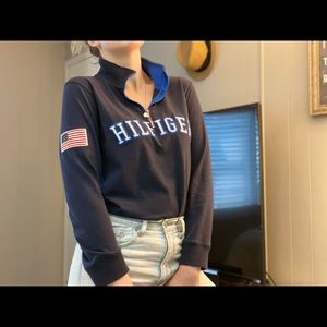 Tommy Hilfiger logo half zip sweatshirt